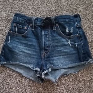 Levi's Blue Vintage Jean Shorts with Distressed Details